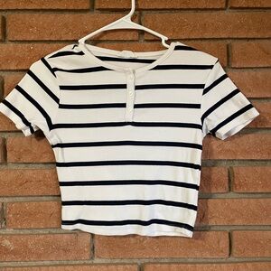 Primark Black and White Striped Crop Top